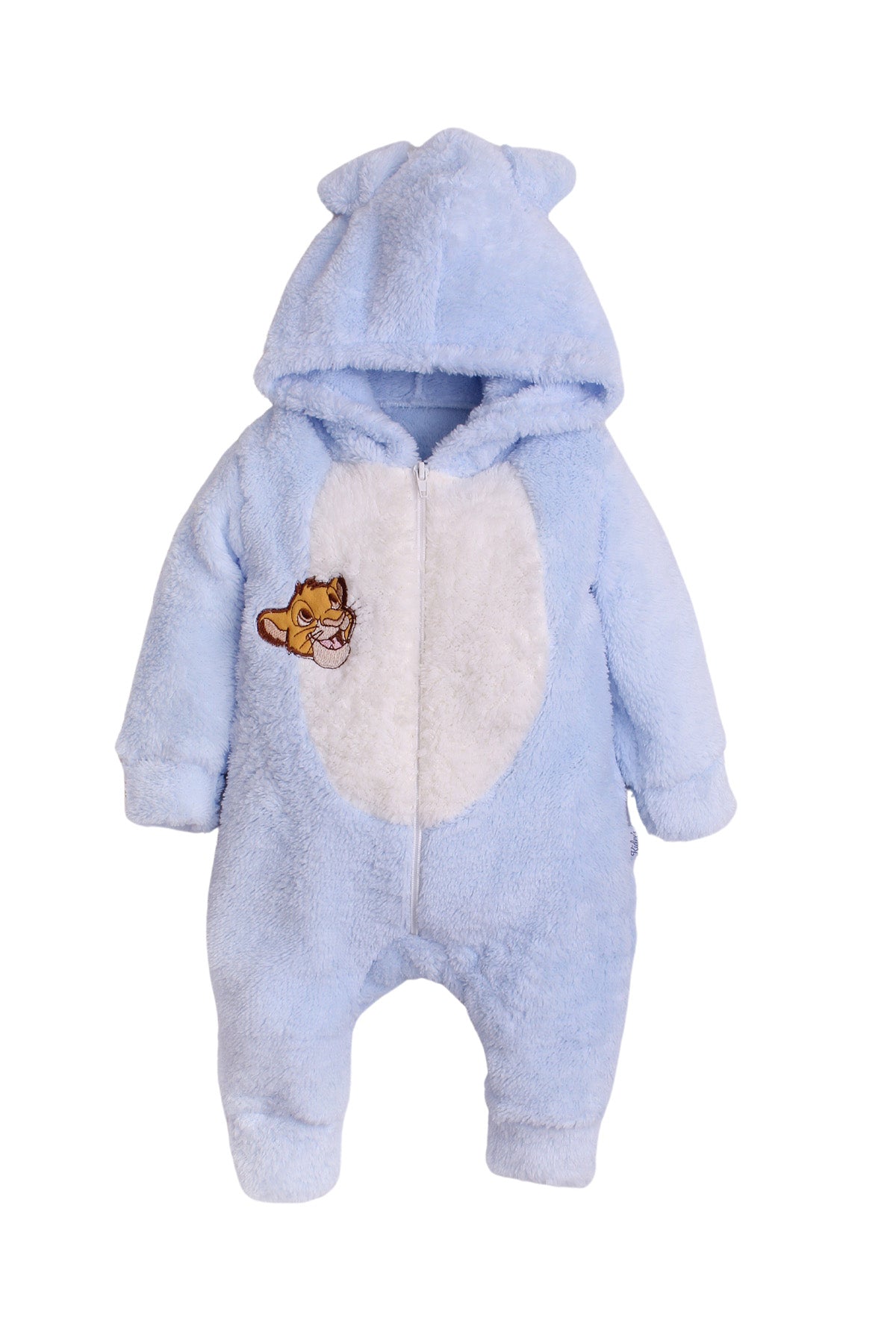 Unisex Aslan Nakışlı Kulaklı Peluş Bebek Tulum 0-12 Ay